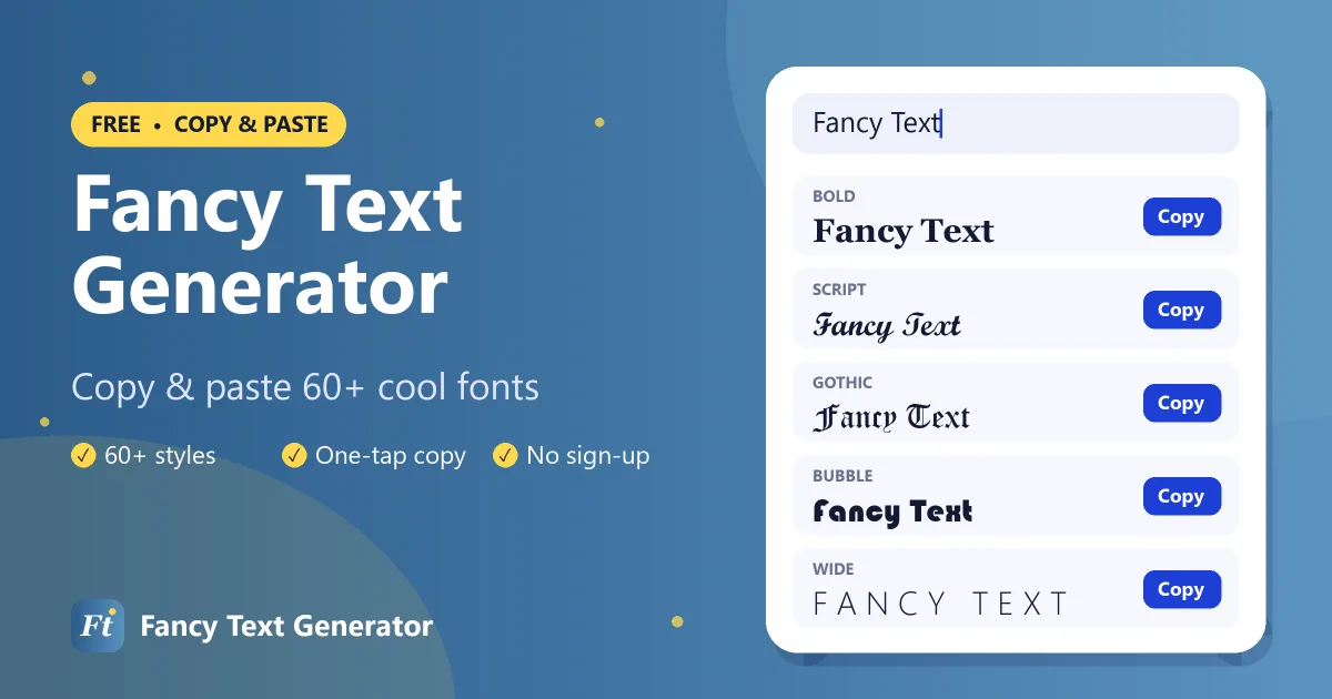 Fancy text generator turning plain text into bold, cursive, gothic and bubble font styles