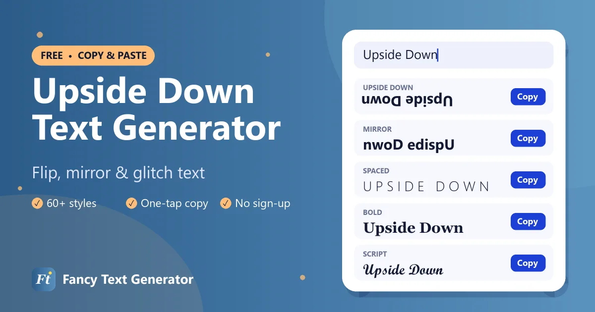 Upside down text generator flipping words upside down and backwards